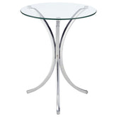 Orleans Furniture - Coaster - Eloise Round Glass Top Accent Side Table Chrome - 902869